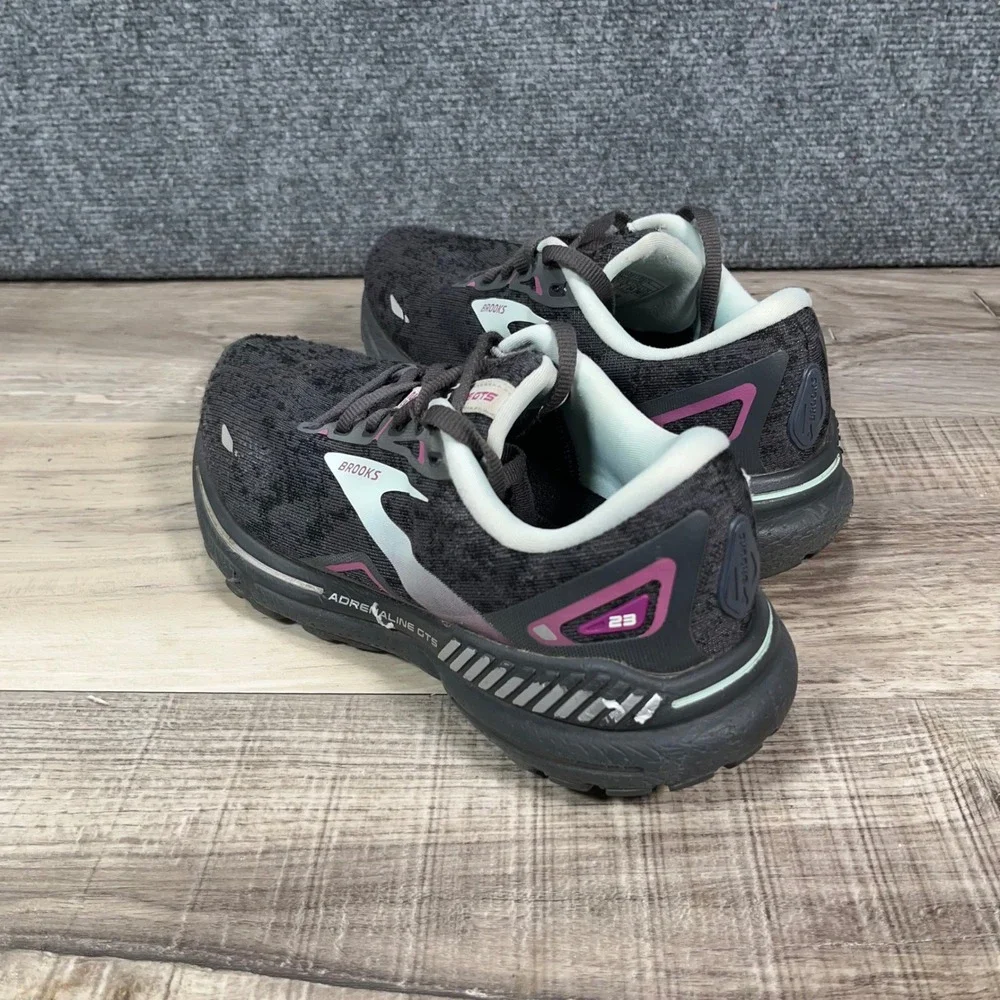Brooks Adrenaline GTS 23 Running Shoes Womens 7 Support Sneakers Black Purple